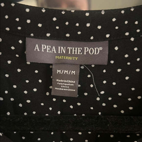 A Pea in the Pod Black Blouse with White Dots - Picture 2 of 4